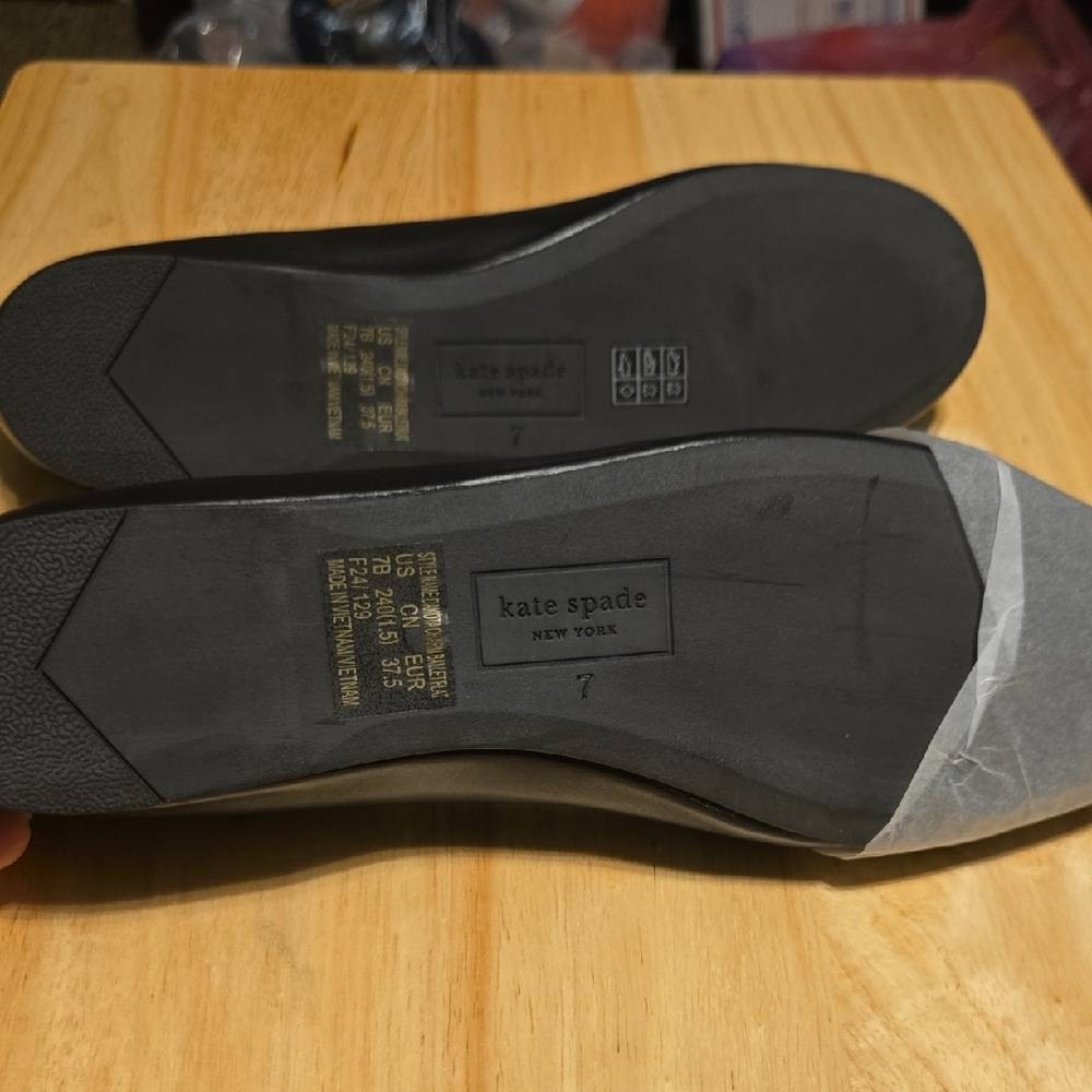 kate spade Black Round-Toe Ballet Flats with Bow and Logo Charm - Picture 3 of 5